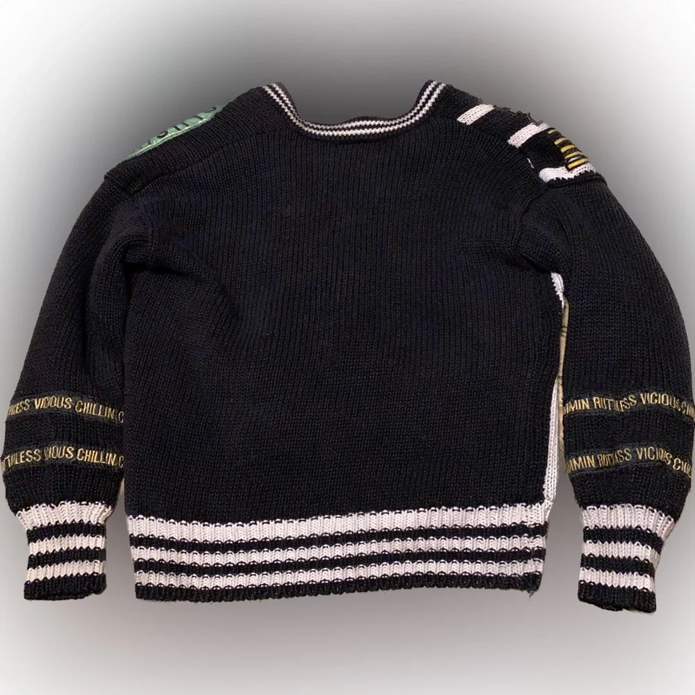 Men's Rare! Vintage Punk/New Wave Black Graphic Button Down Sweater Medium size